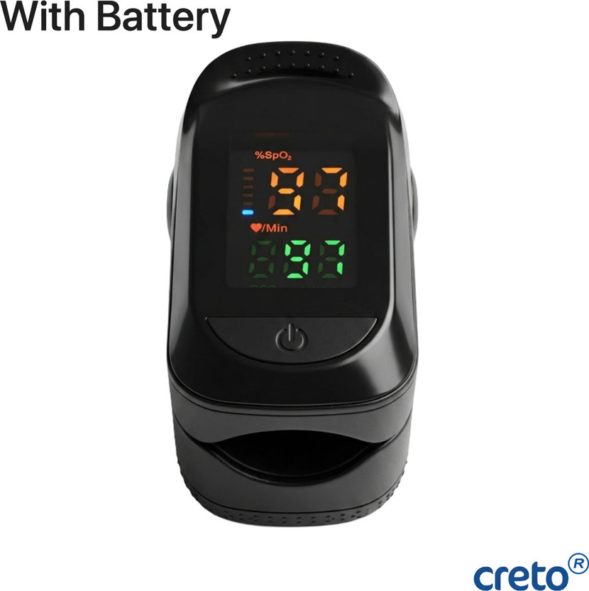 CRETO A2 Digital pulse rate monitor pulse oximeter with battery Device Pulse Oximeter(Black)