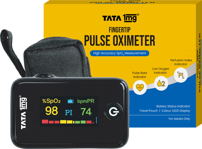 TATA TATA 1mg Pulse Oximeter – SpO2 & Pulse Rate Monitor with OLED Display Pulse Oximeter(Black) - Flipkart Deal