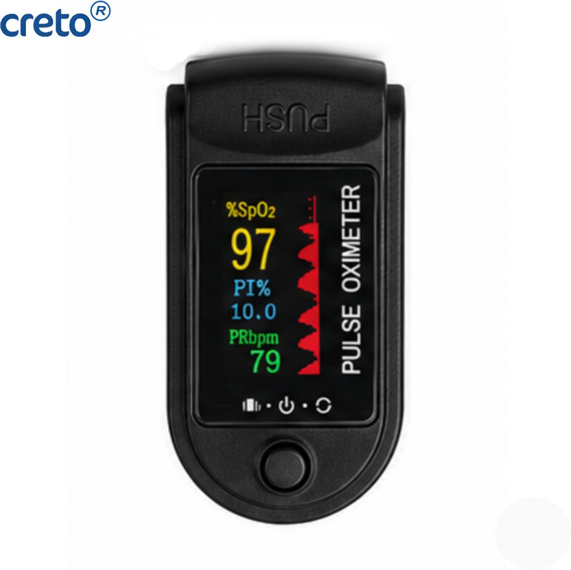 CRETO Digital TFT Pulse Oximeter Color Display Health Monitor Device Pulse Oximeter(Black)