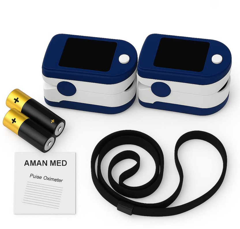 Aman Med DIGITAL PULSE OXIMETER PACK OF 2 AMPOXI-P2 Pulse Oximeter(White BLUE)