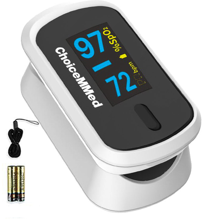 ChoiceMMed Fingertip Oxygen Saturation Dual Light Sensor For Pulse Rate, SPo2 High Accuracy Pulse Oximeter(White)