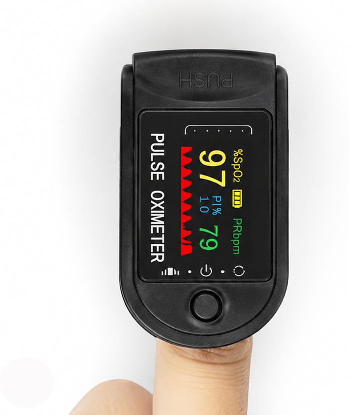 CRETO Black Fingertip Pulse Oximeter with Color TFT Screen Pulse Oximeter(Black)
