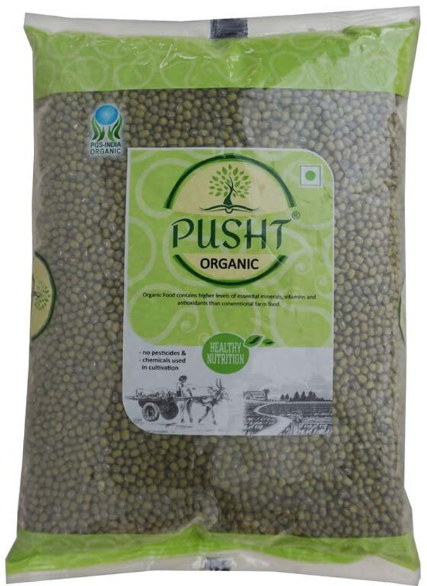 Pusht Organic Unpolished Moong Dal (Whole)(1 kg)
