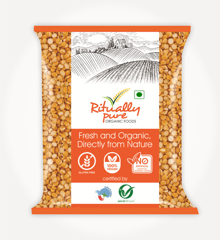 Ritually Pure Organic Yellow Chana Dal (Split) (Dry & Unpolished)(1 kg)