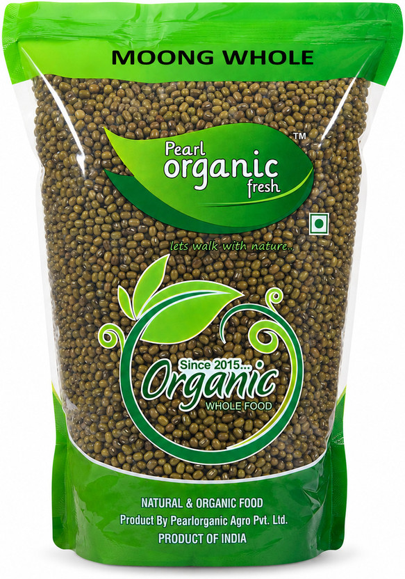 Pearl Organic Fresh Unpolished Green Moong Dal (Whole)(500 g)