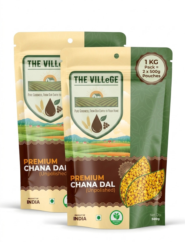 THE VILLEGE Unpolished Yellow Chana Dal (Split)(1 kg)