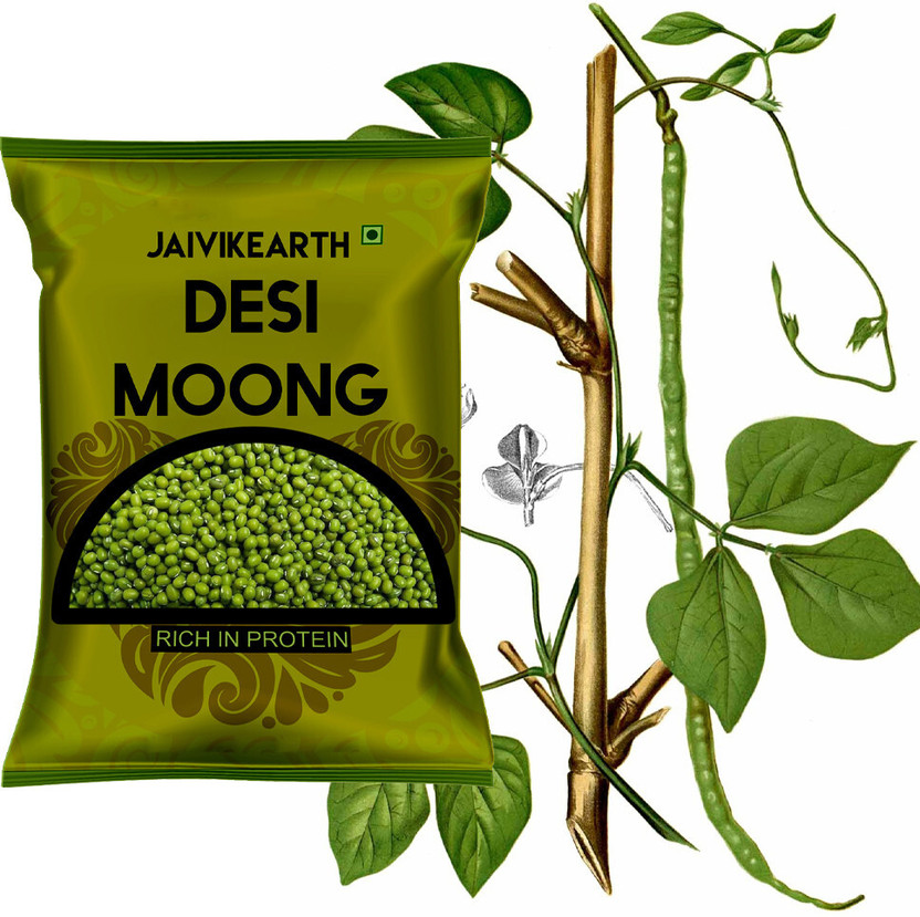jaivikearth Organic Green Moong Dal (Whole) (mung seed, cherupayar, pacci pappu, hirave harabhare, sabuja grama, sabuja chola)(500 g)