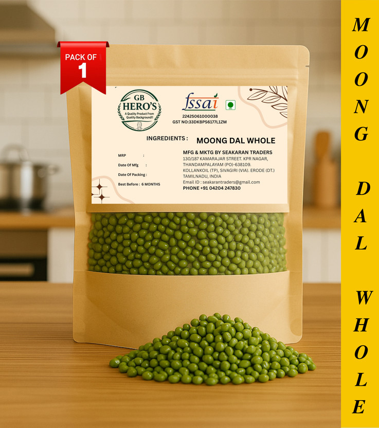 SEAKARAN TRADERS Organic Unpolished Green Moong Dal (Whole)(1 kg)
