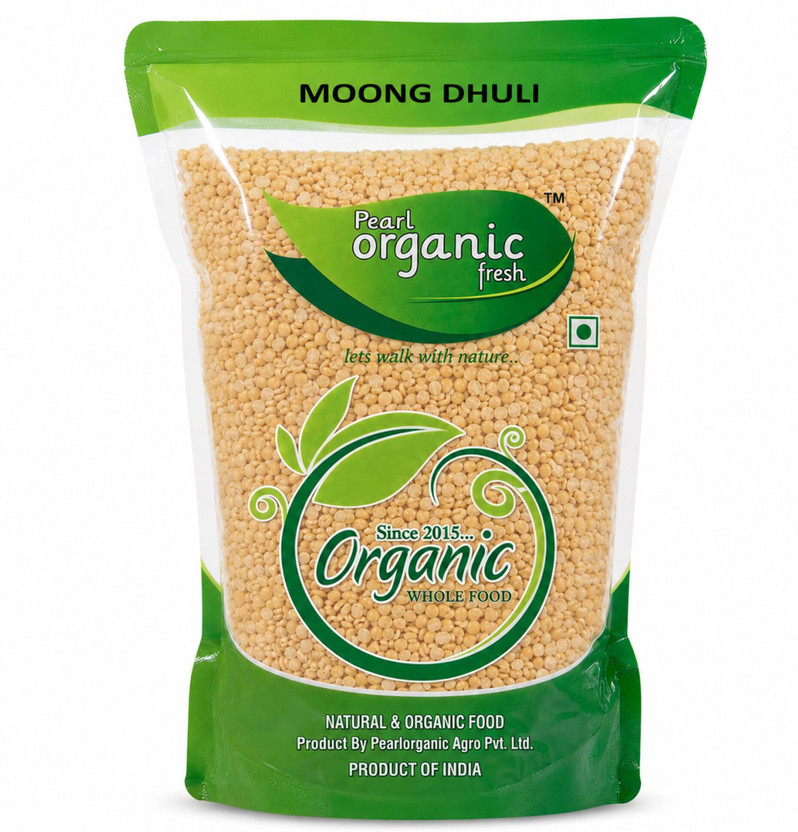 Pearl Organic Fresh Unpolished Yellow Moong Dal (Split)(500 g)