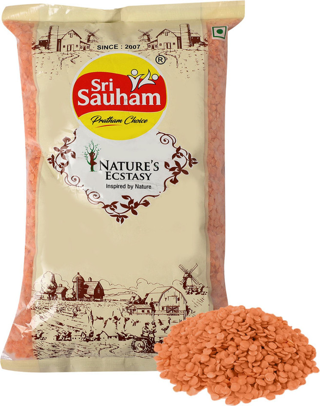 Sri Sauham Masoor Dal (Split) (Premium Malka Masri Dal | Fresh Split Red Lentils-Masoor Malka / Broken Red Daal)(500 g)