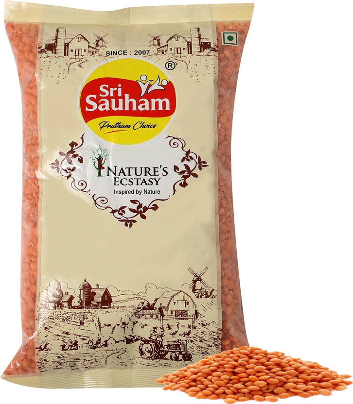 Sri Sauham Red Masoor Dal (Split) (Lal Malka, Split Red Lentil, High-Protein | Erra kayadhanyalu, Paruppu- Vegan)(500 g)