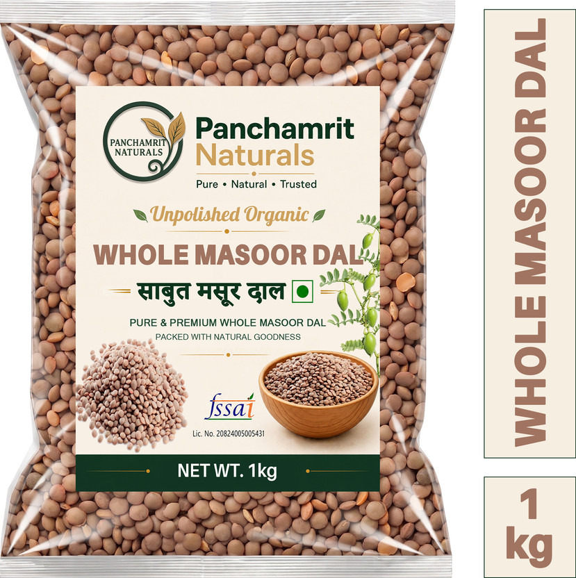 PANCHAMRIT NATURALS Organic Unpolished Masoor Dal (Whole)(1000 g)