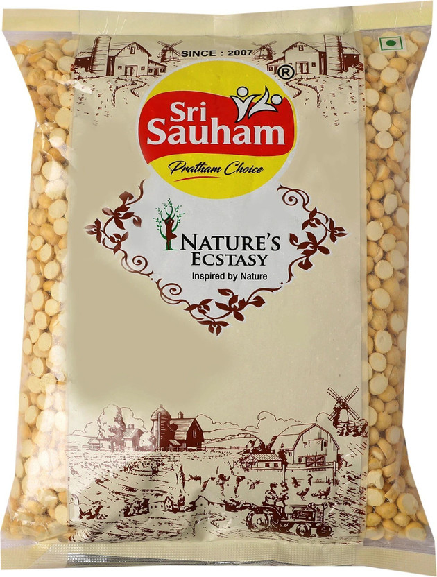 Sri Sauham Yellow Chana Dal (Split) (Fresh Bengal Gram - Source of Protein | Senaga pappu, Kadalai Paruppu - Vegan)(1 kg)