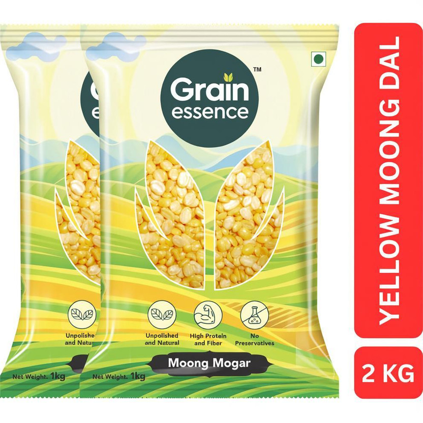 GRAIN ESSENCE Unpolished Yellow Moong Dal (Split)(2 kg)