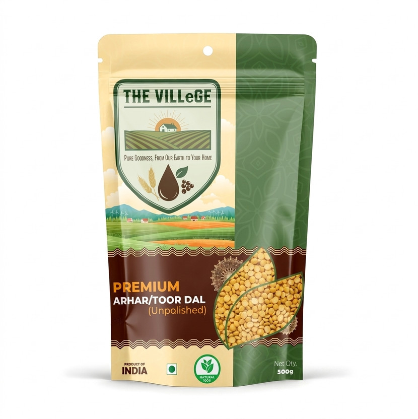 THE VILLEGE Unpolished Yellow Toor/Arhar Dal(500 g)