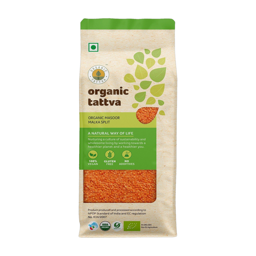 Organic Tattva Unpolished Red Masoor Dal (Split)(500 g)