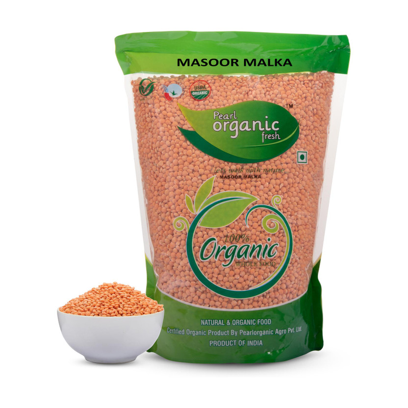 Pearl Organic Fresh Unpolished Masoor Dal (Split)(500 g)