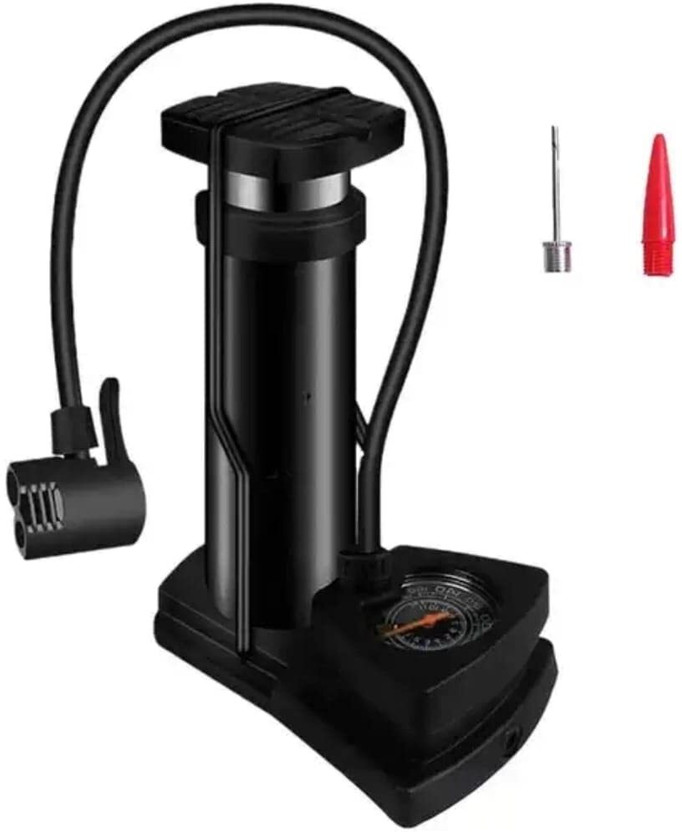 divinezon Bike Cycle Pump Portable Activated High Pressure Universal Foot Air Pump Bicycle, Car, Motorcycle, Football Pump Pump(Black, Silver)