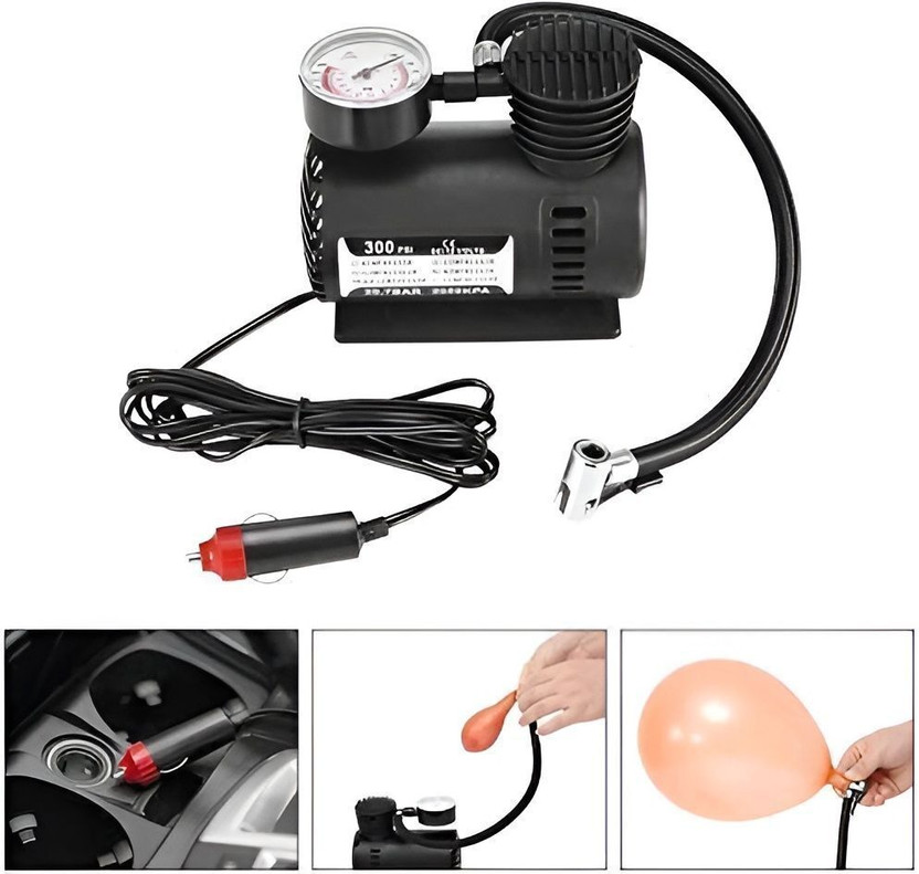 Zoomstore Air Compressor for Car and Bike Bicycle, Motorcycle, Volleyball Pump, Car, Football Pump Pump(Black)