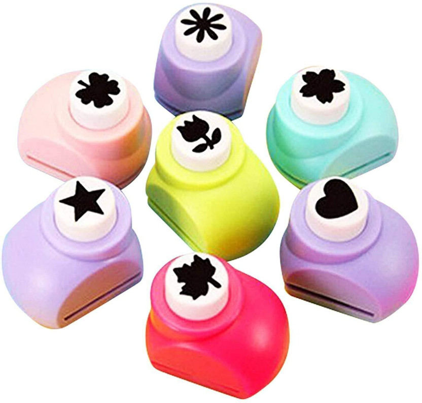 FATFISH diy art & craft punch kit for school projects (designs as per stock) Punches & Punching Machines(Set Of 6, Multicolor)