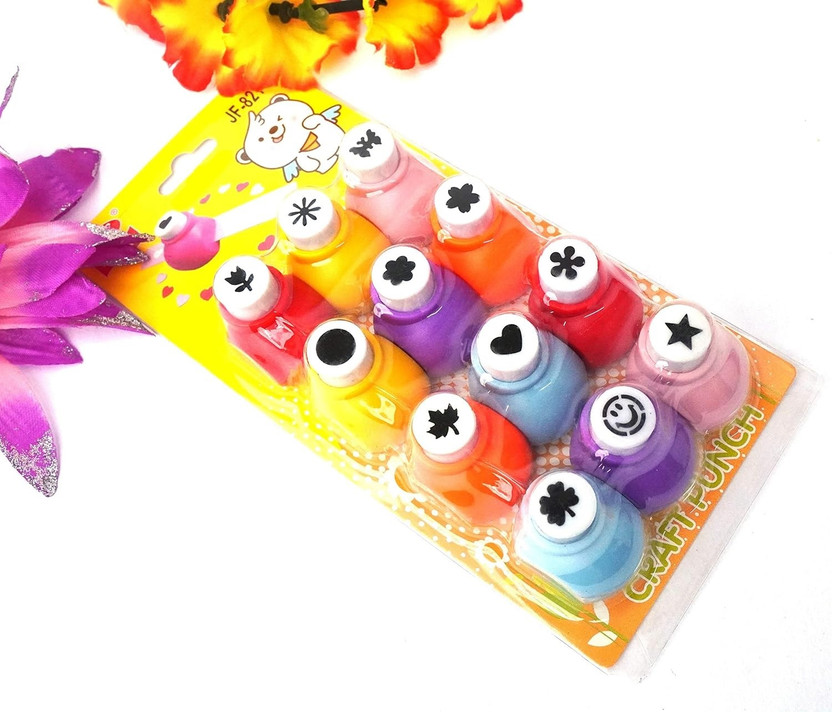 KRAFTMASTERS Art & Craft Decorative Punch for Kids (Pack of 12 pcs) Punches & Punching Machines(Set Of 12, Multicolor)