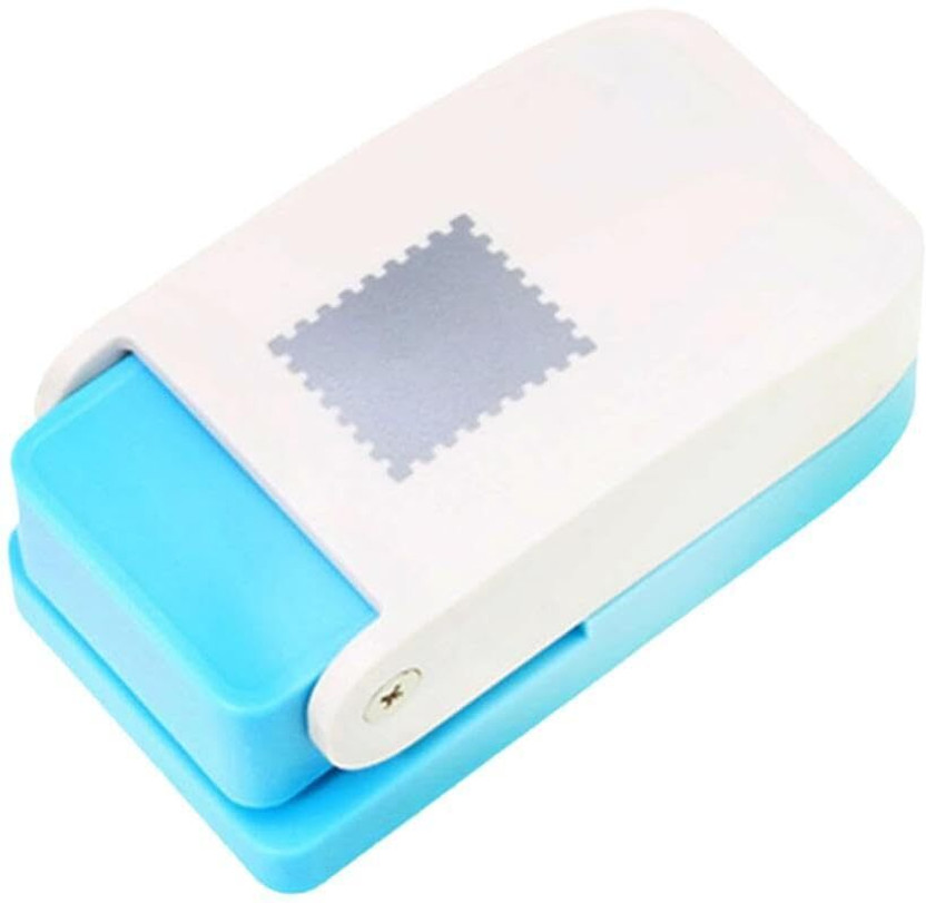 PunchPost Compact Postage Stamp Punch for DIY Crafts, Scrapbooks, Journals & Paper Art Punches & Punching Machines(Set Of 1, White&Blue)
