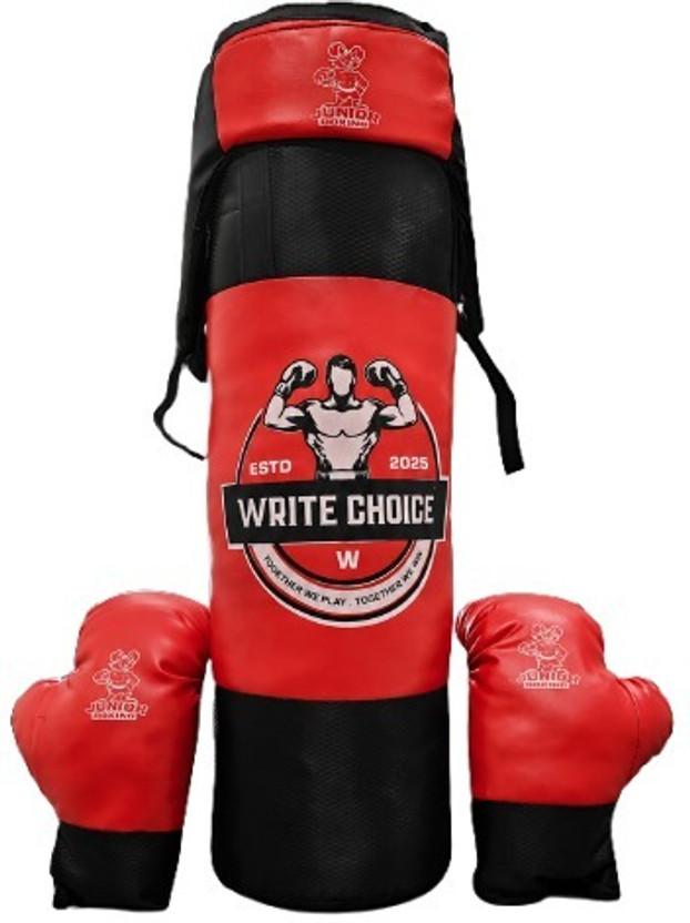 WriteChoices Boxing Punching Bag Set with Gloves (Red & Black) Boxing Kit