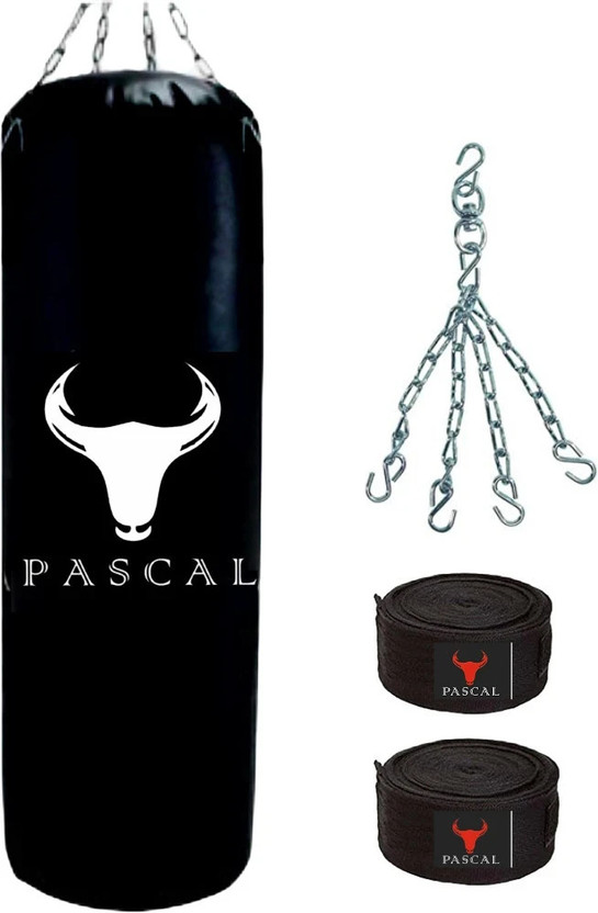 Pascal Unfilled Heavy Premium Boxing Bag with Boxing Hand Wrap with Chain Hanging Bag Hanging Bag(3 Feet, 36 inch)