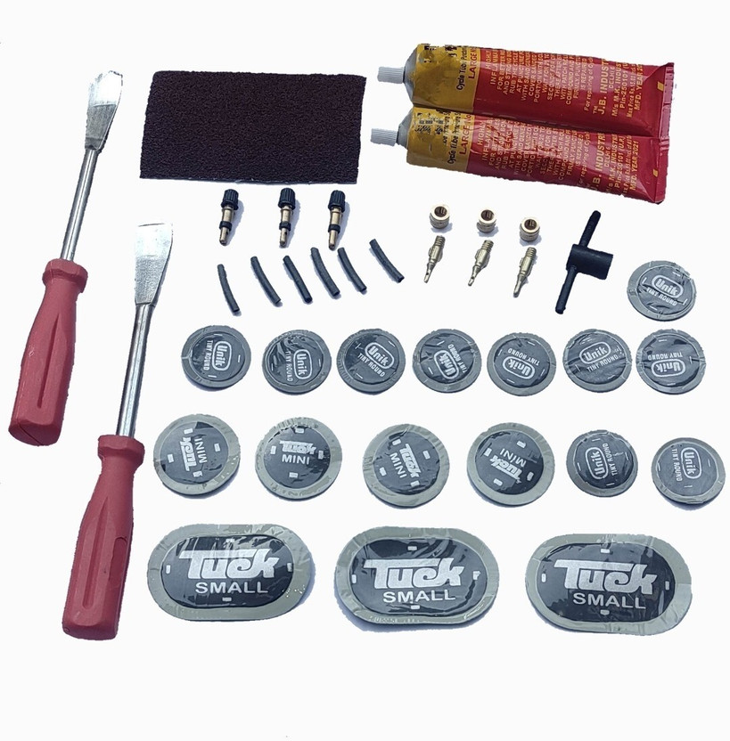 Whoo Whoo Cycle Bicycle Burst, Puncture and Swimming Tube Repairing Complete kit- 41 pcs Tubed Tyre Puncture Repair Kit - Flipkart Deal