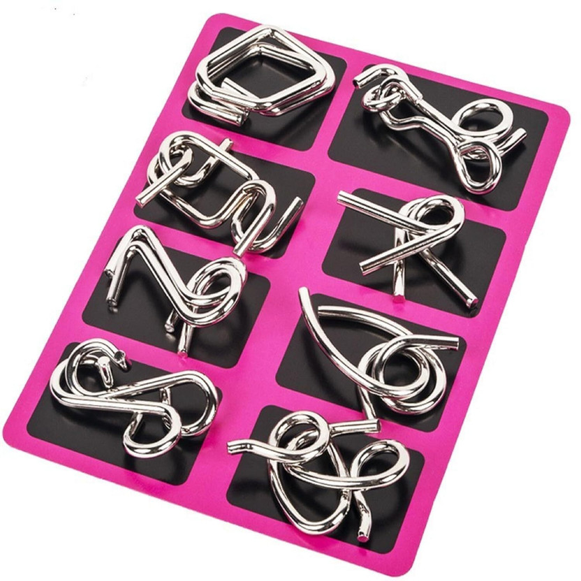 NikoPlay Brain Teasers Metal Wire Puzzle Set of 8 IQ Mental Puzzle(8 Pieces)