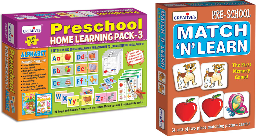 CREATIVE'S "Preschool Home Learning Pack' + "Match N Learn"_(Home Learning Pack)(52 Pieces)