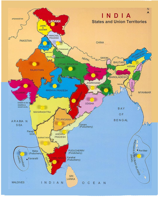 GAMLOID Indian Map /Board Game/Educational/Learning Game for Kids Accessories(31 Pieces)