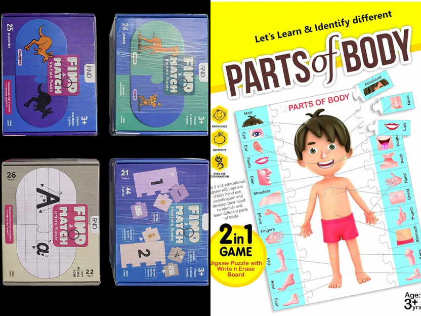 Online Aangan Kids Puzzle Combo – Parts of Body Jigsaw + Find & Match Learning Cards(5 Pieces)