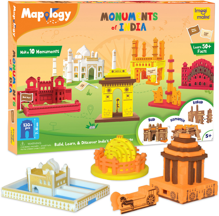Imagimake Mapology Monuments of India- Construction Set- Make 10 Monuments- for 5 Years+(Multicolor)