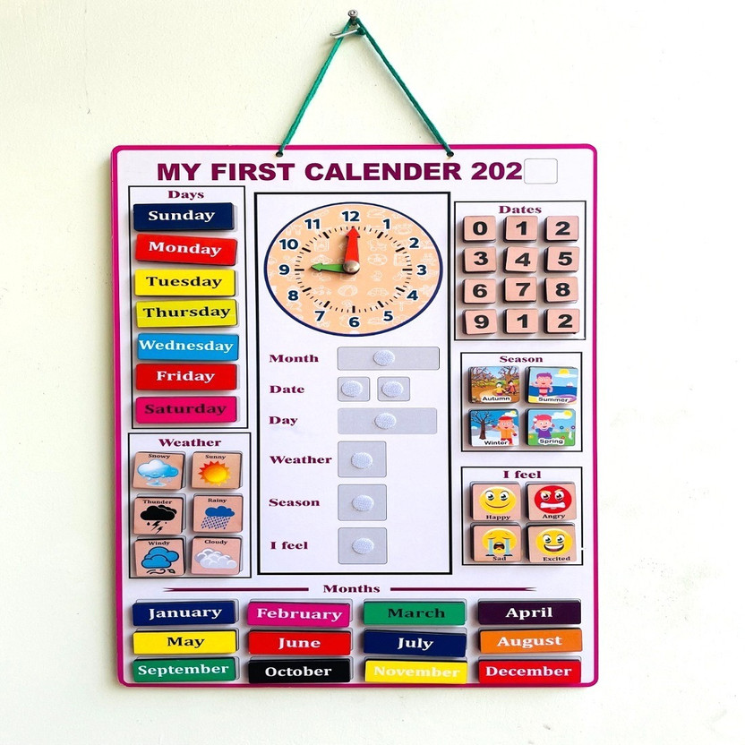 WISSEN WISSEN Wooden Calendar Activity Learning Board- Velcro Based for Kids(35 Pieces) - Flipkart Deal