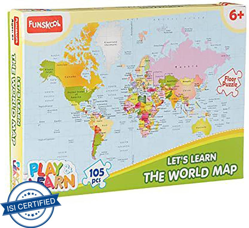 FUNSKOOL World Map Puzzles Educational Game(105 Pieces)