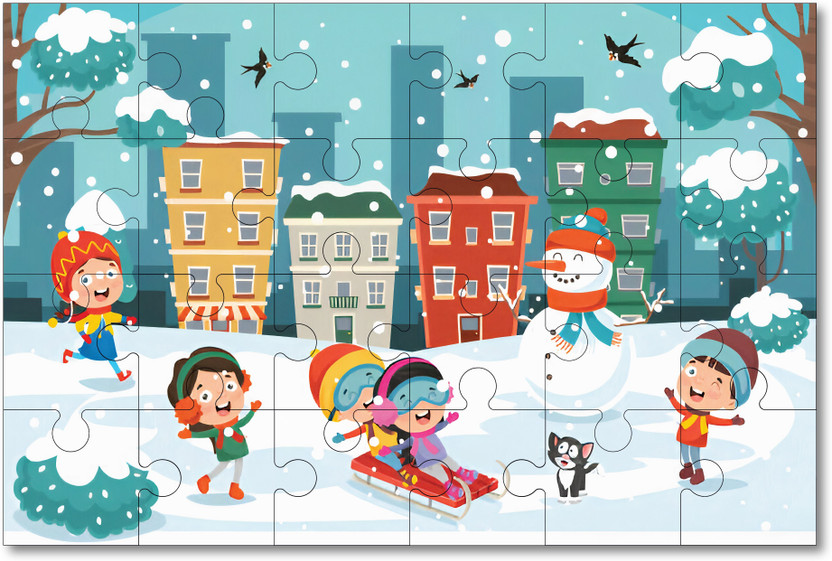 Khilonewale Wooden Snow Jigsaw Puzzle for Kids (3+) – 8 * 12 inch Educational Toy(24 Pieces)