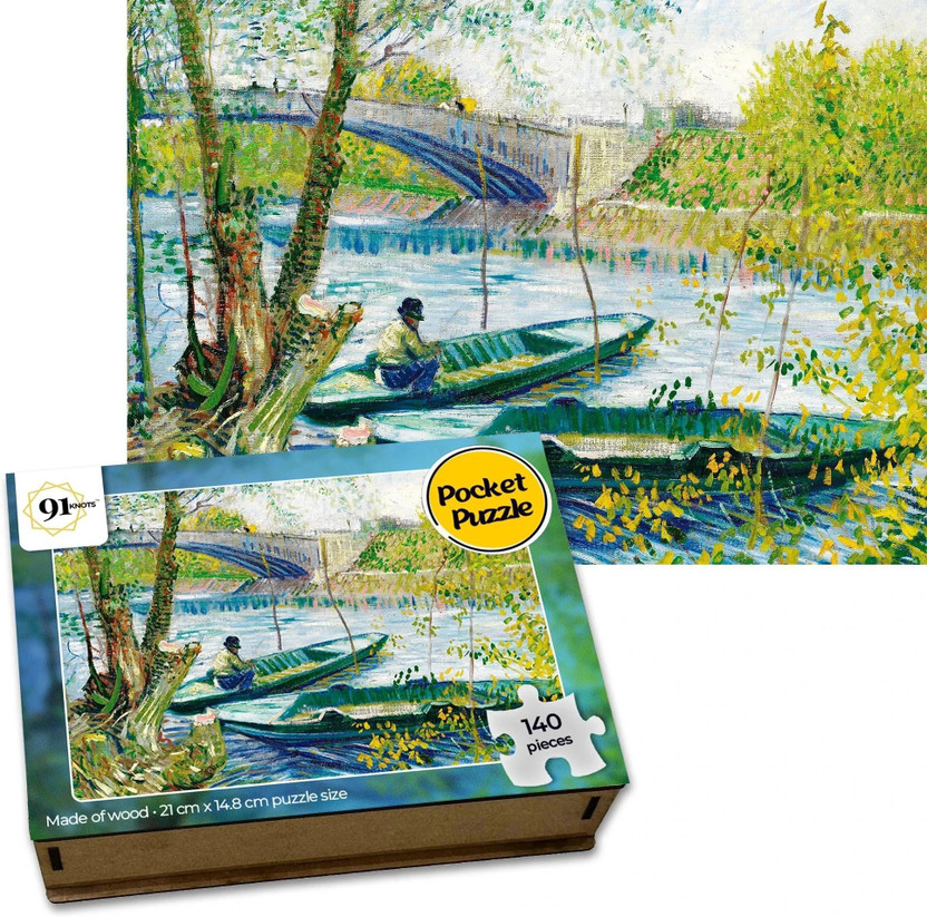 91 Knots Vincent Van Gogh's-Fishing in Spring Wooden Jigsaw Puzzle for Adults and Kids(140 Pieces)