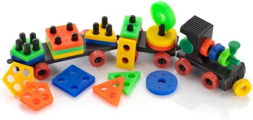 Smart Kids Shape Sorting & Stacking Sorter Toys Early Educational Geometric Train Blocks(20 Pieces)
