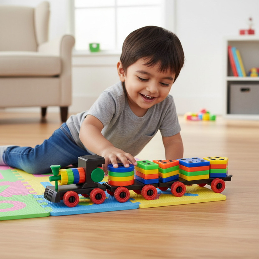 S sukan tex Educational Building Block Train Set for Kids Shape Sorting Learning Toy(Multicolor)