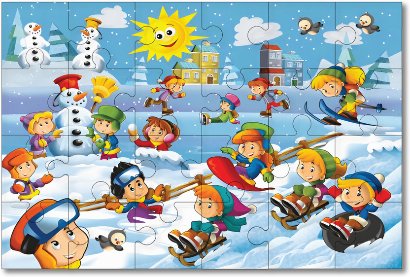 Khilonewale ids Playing in the Snow Puzzle(24 Pieces)