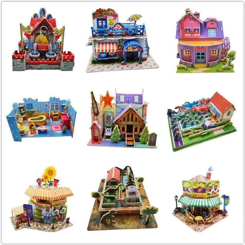 Rsentera Any 3 3D Puzzle House, Model Construction, Jigsaw House/Villa Puzzle BuildingKit(3 Pieces)