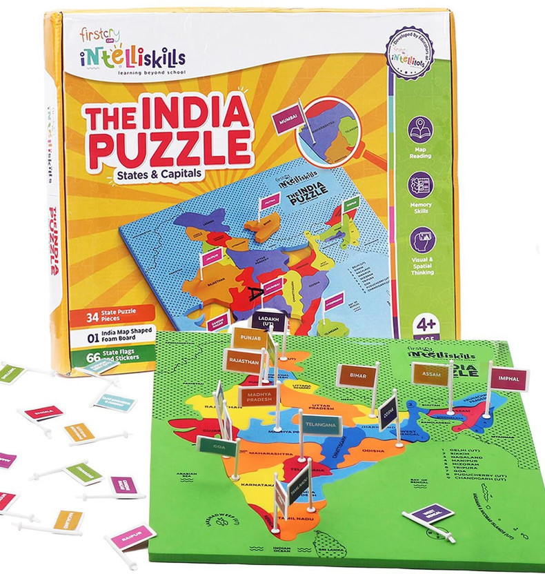 FIRSTCRY INTELLISKILLS Indian States Puzzle Multicolor -(100 Pieces)