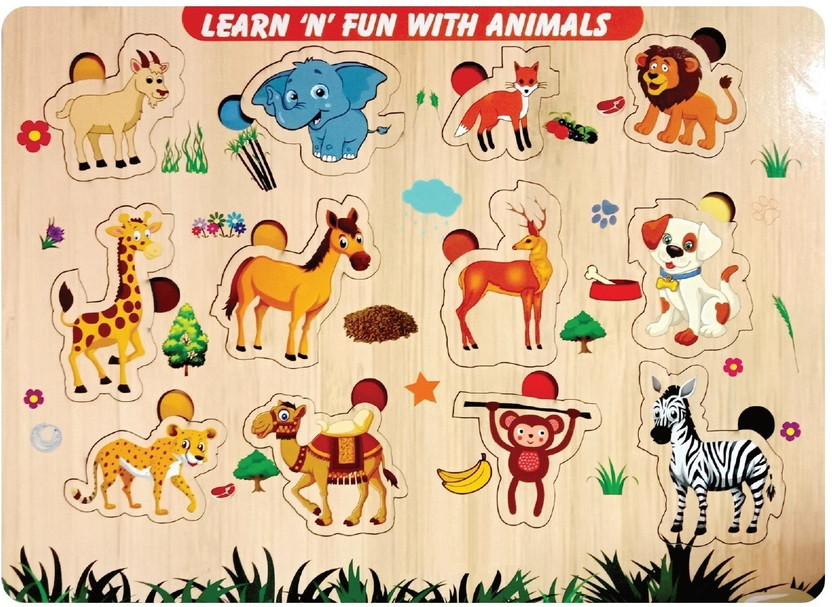 ANTILIA Animals Wooden Puzzle Toys Game For Kids Education Toys For School Learning(12 Pieces)