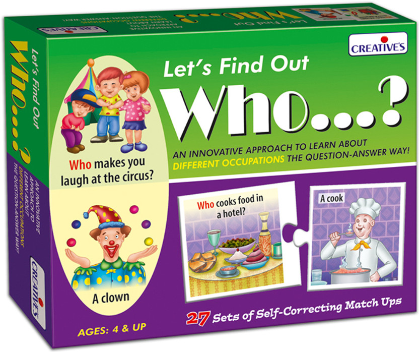 Creatives Creative's Let's Find Out-Who WH Question Series Self-Correcting Game Ages 4 &Up(27 Pieces)