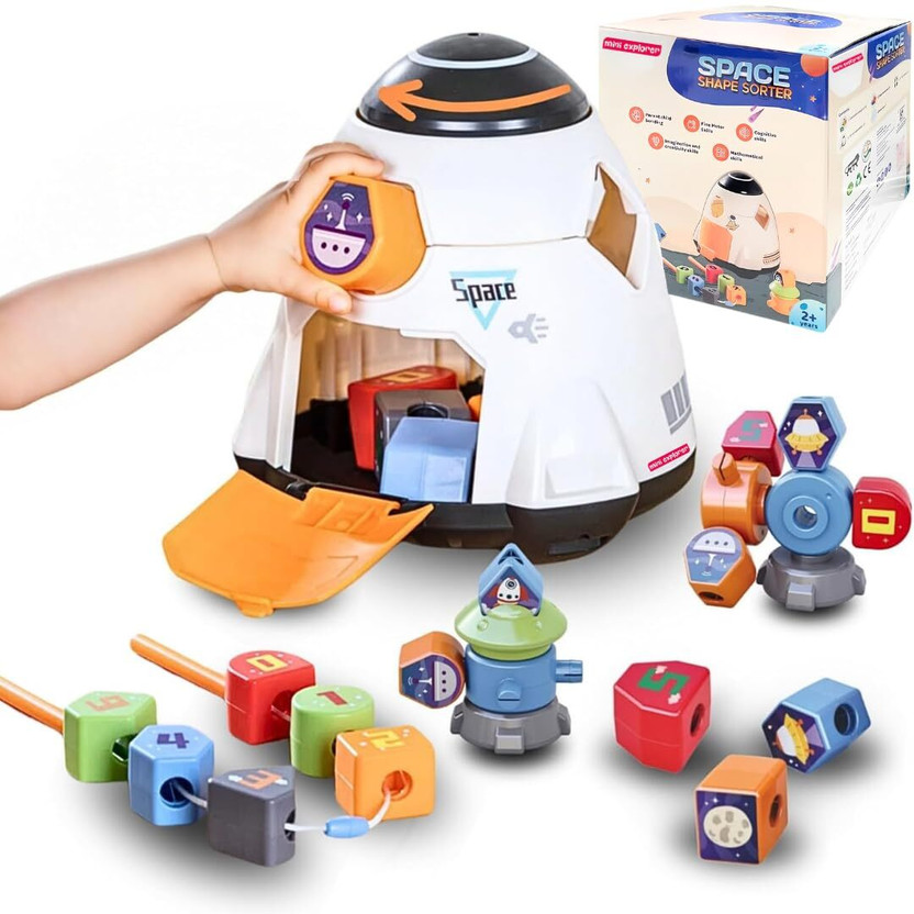 Kidzoy Kidzoy Montessori Spaceship Toy for Kids Color and Shape Sorting & Building Blocks(3 Pieces) - Flipkart Deal