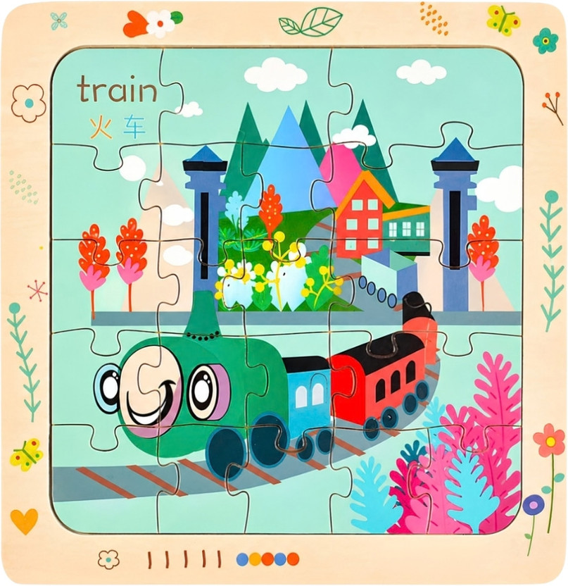 TRIONZA Train Jigsaw Puzzle for Kids,Educational Learning Puzzle Board RM-260(25 Pieces)
