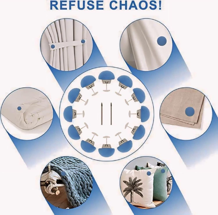 HIYAN'S IMPORT EXPORT Mushroom Blanket Clips Tucker, Steel Cloth Clips, Duvet Clips For Clothes & Etc. Cotton, Stainless Steel Cloth Clips(Multicolor Pack of 12)