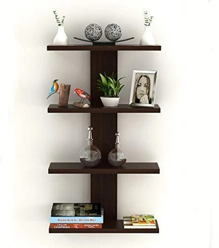 RASTWOOD beautiful wall shelf Wooden Wall Shelf(Number of Shelves - 4, Brown)