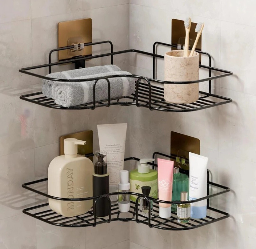 kedarnath Bathroom corner rack shelf pack of 2 Steel Wall Shelf(Number of Shelves - 2, Multicolor)